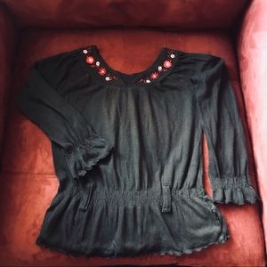 Kids embroidered flower long sleeve shirt🌺💐🌹